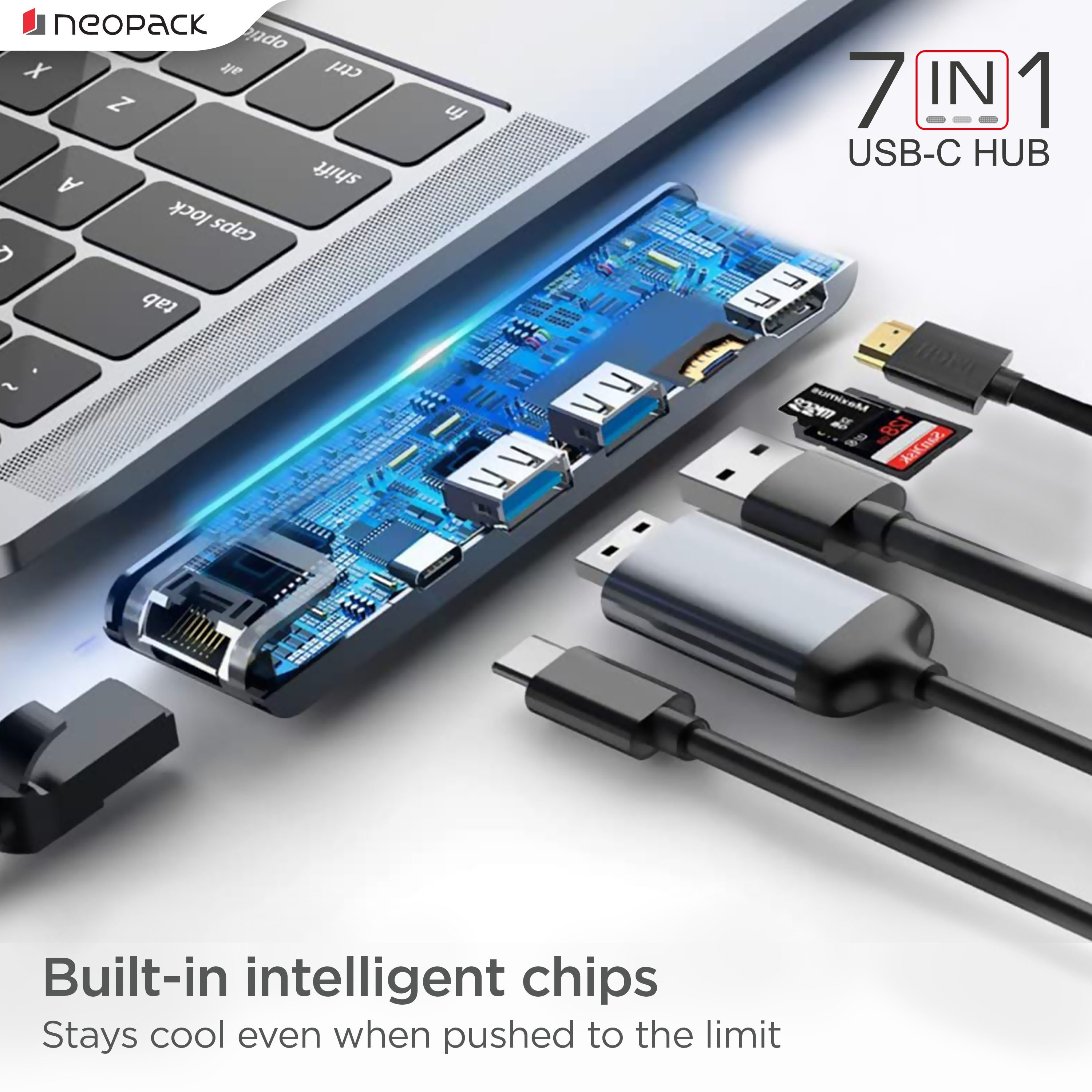 7 in 1 USB C Hub Multiport Adapter (Silver)