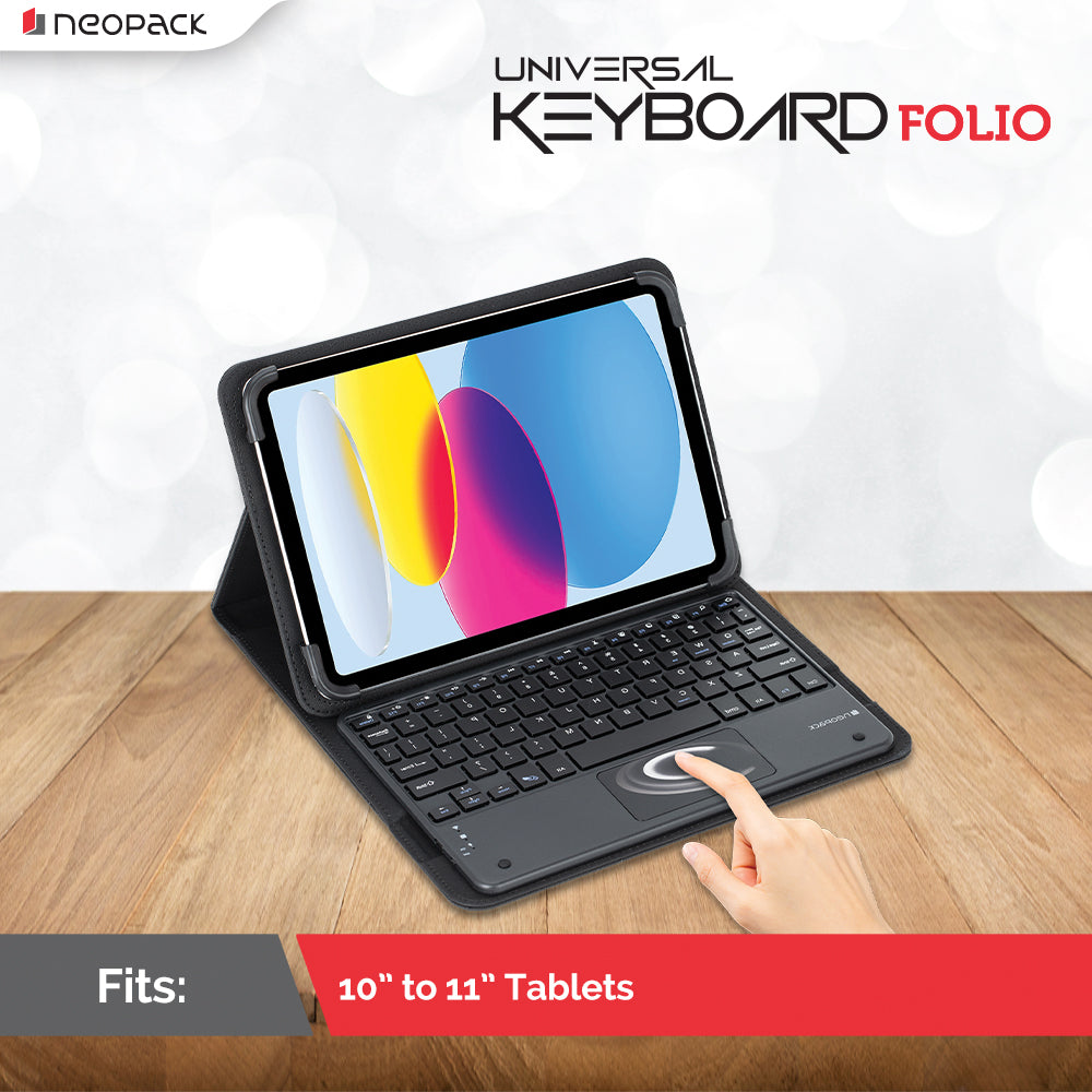 Universal Keyboard Folio Case with Trackpad for iPad 10 to 11