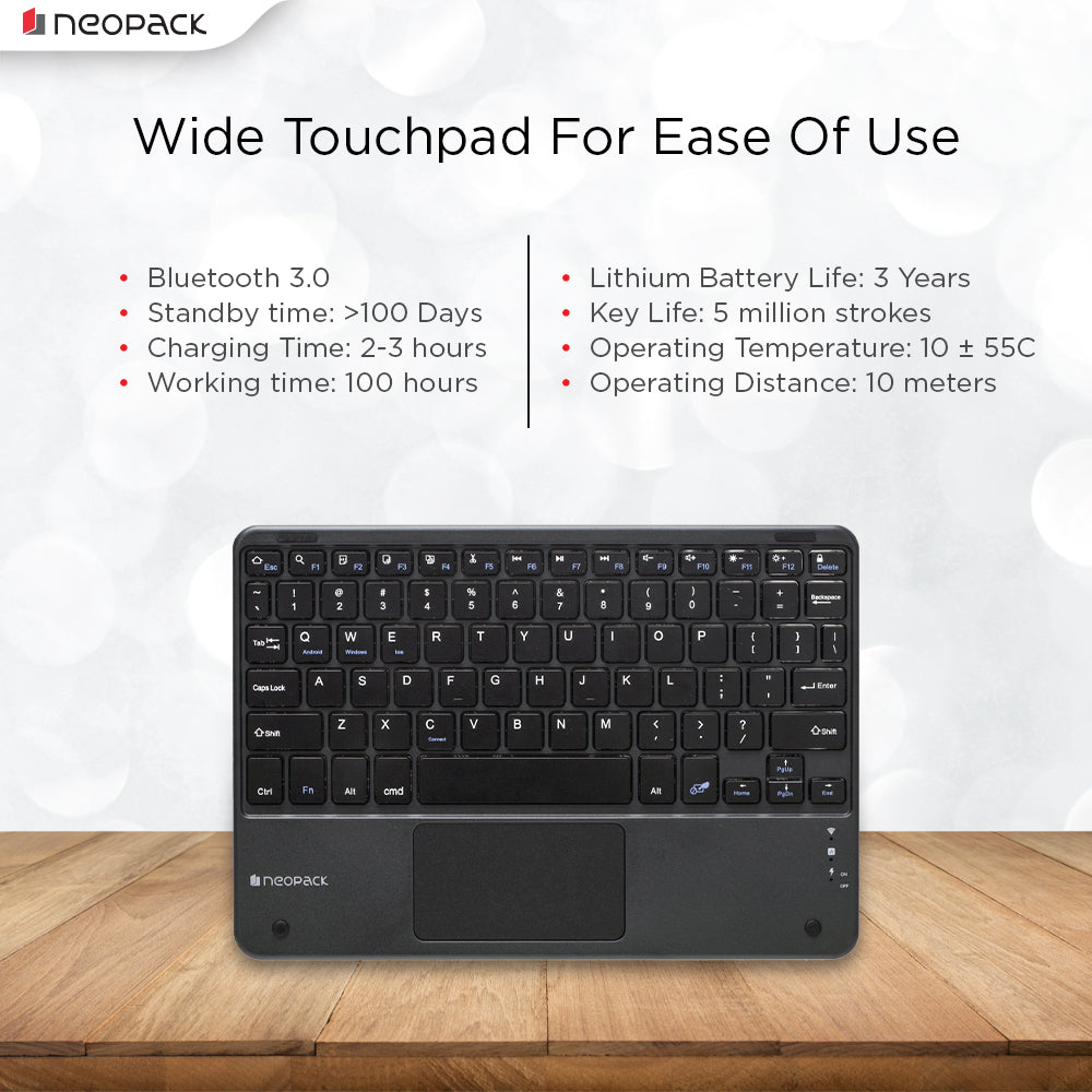 Universal Keyboard Folio Case with Trackpad for iPad 10 to 11