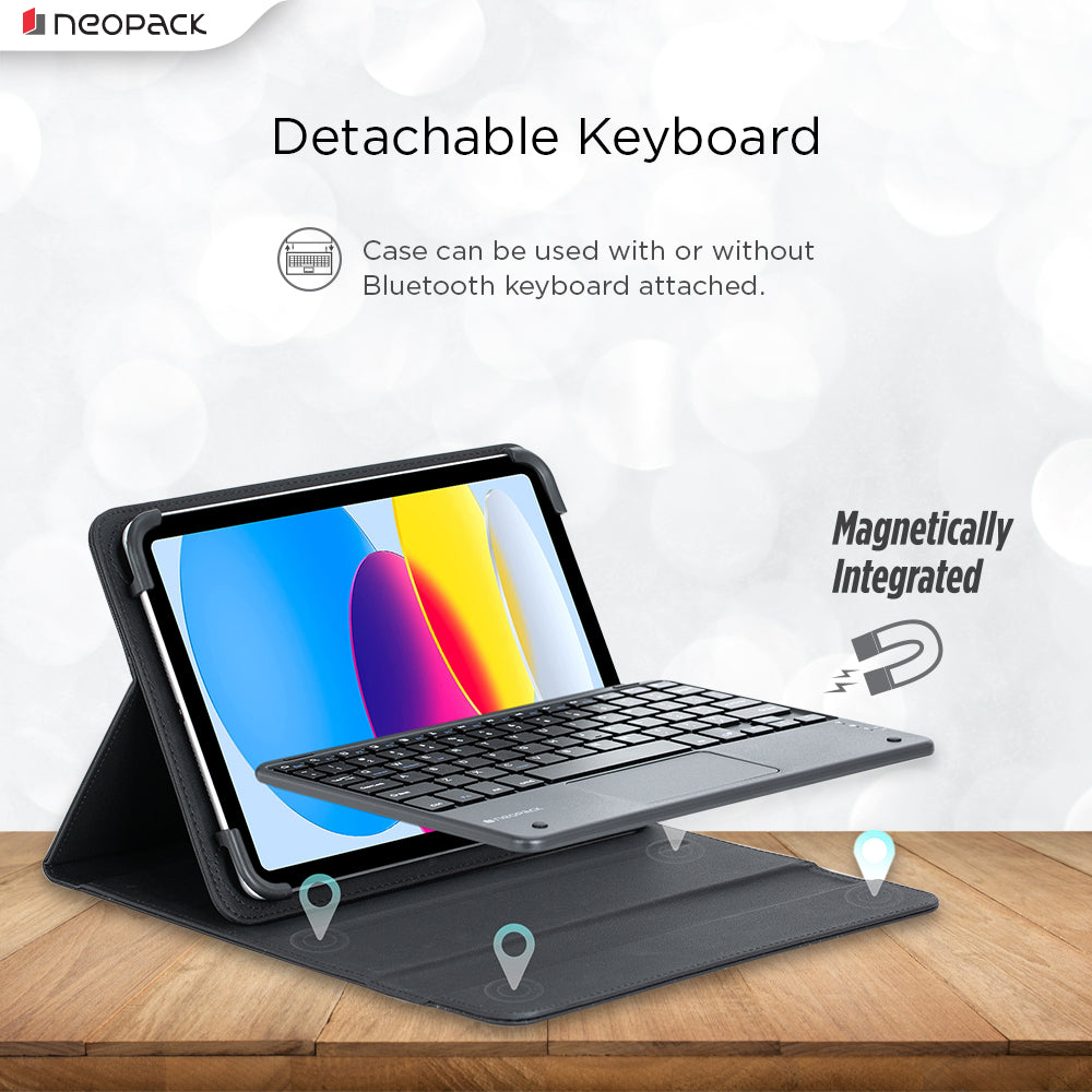 Universal Keyboard Folio Case with Trackpad for iPad 10 to 11