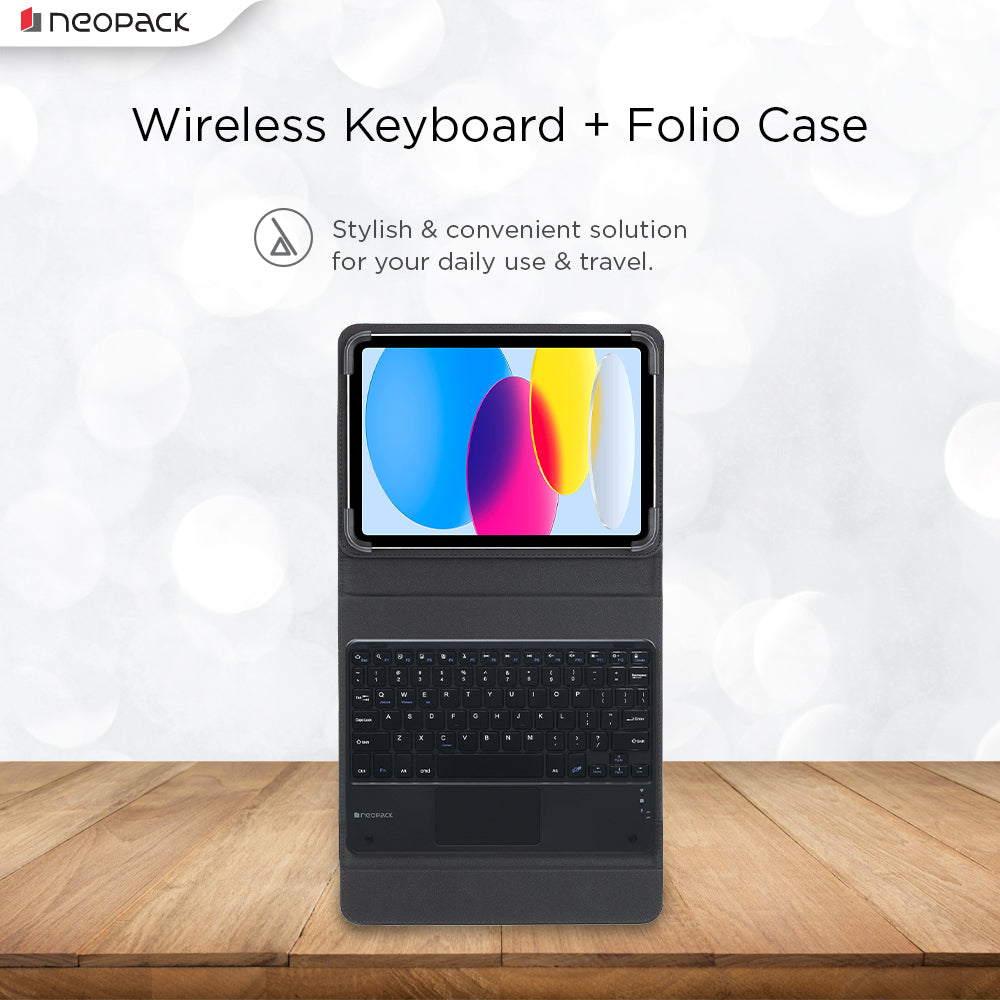 Universal Keyboard Folio Case with Trackpad for iPad 10 to 11