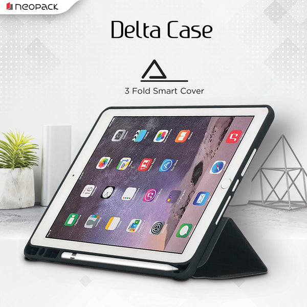 Delta Case with Apple Pencil Holder for iPad 9.7", Fits All Gen. (Black)