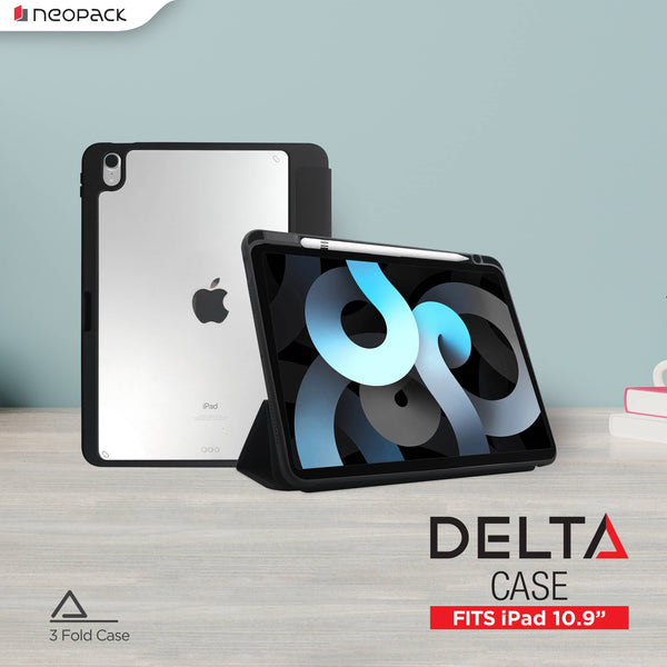 Delta Case with Apple Pencil Holder for iPad Air 10.9", Fits 4h & 5th Gen. & iPad Air 11 - 2024 Model (Black)
