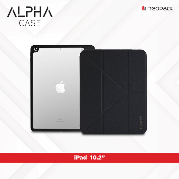 Alpha Case with Apple Pencil Holder for iPad 10.2", Fits: All Gen. (Stone Black)