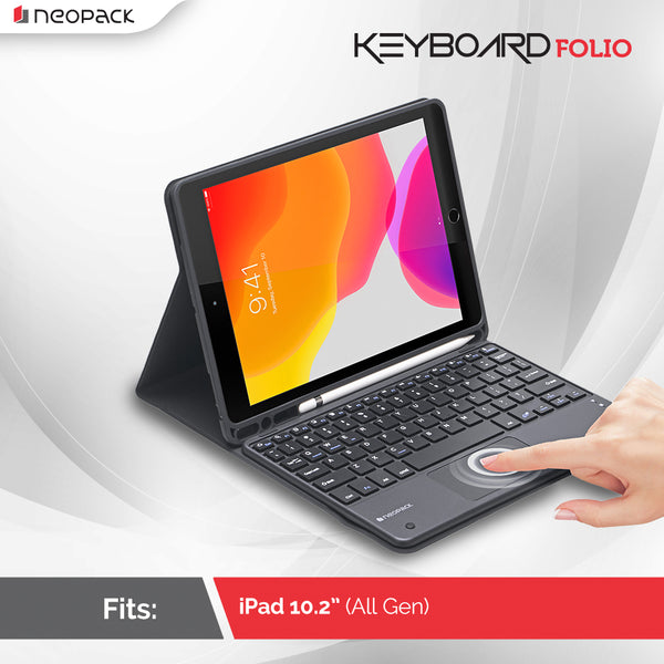 Keyboard Folio Case with Trackpad for iPad 10.2", Fits: All Gen. (Black)