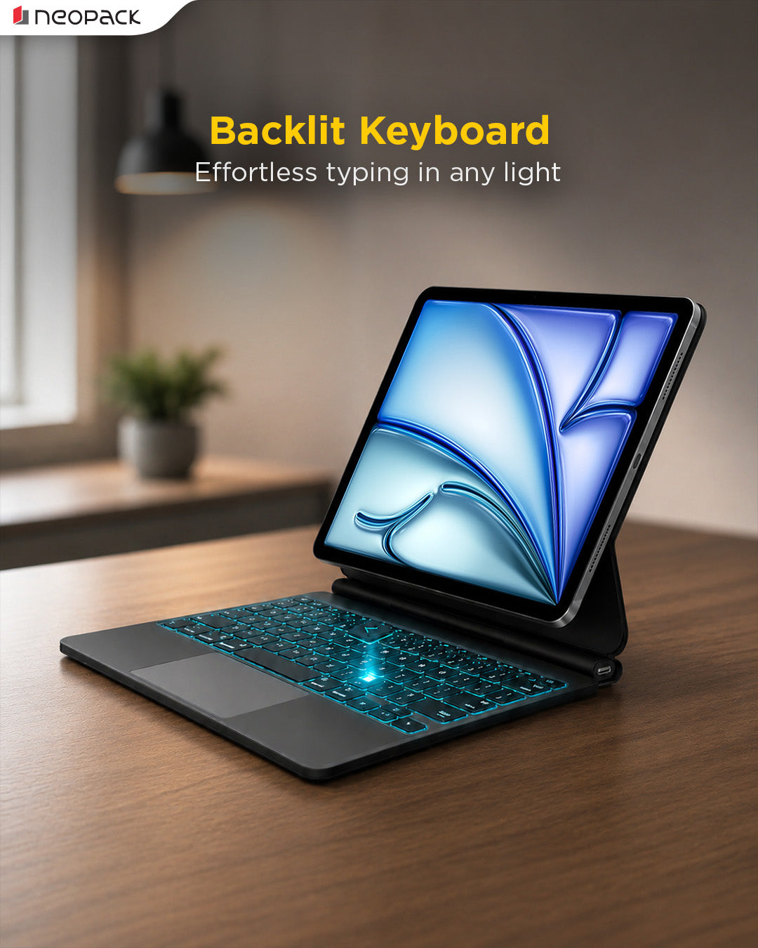 Magnetic Keyboard Folio with Trackpad for Apple iPad Pro 12.9, Fits: 3rd, 4th, 5th, 6th Gen. (Black)