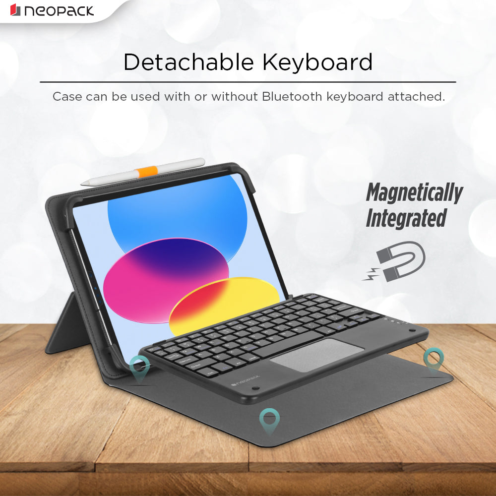 Universal Keyboard Folio Case with Trackpad for iPad 10 to 11