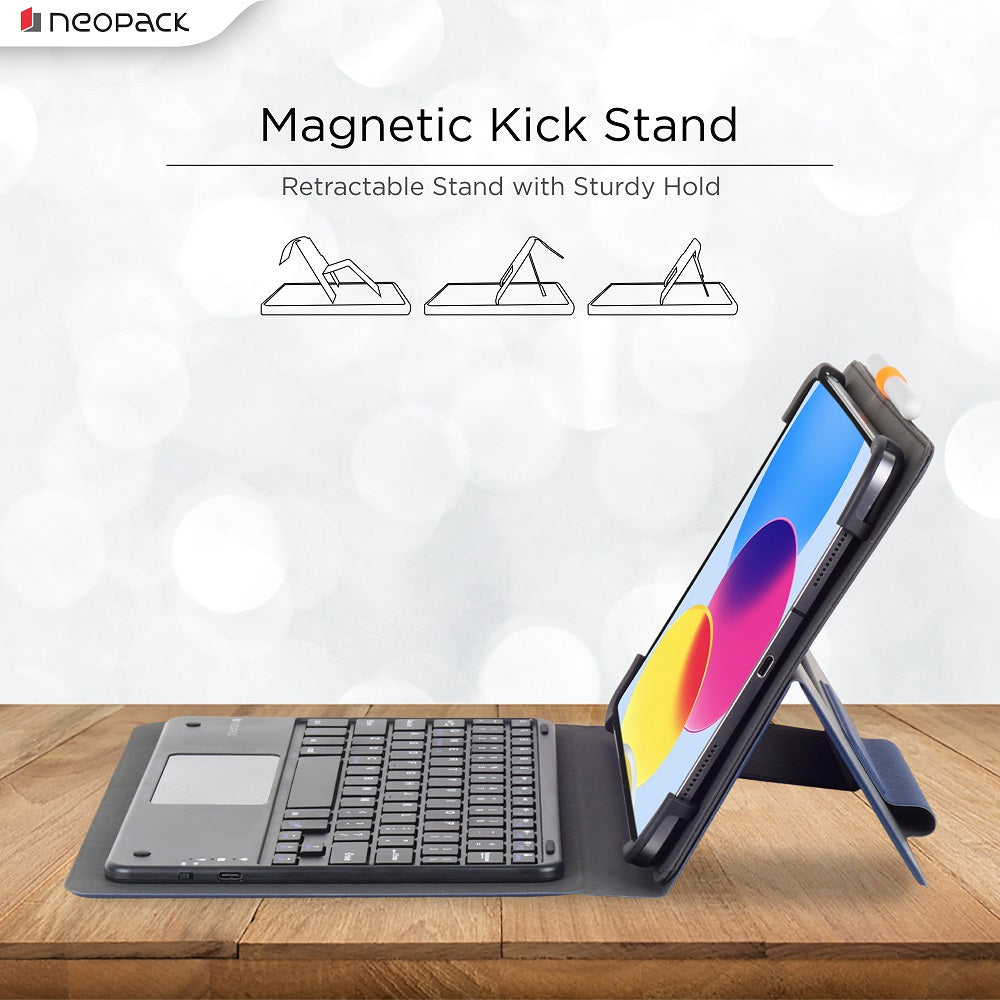 Universal Keyboard Folio Case with Trackpad for iPad 10 to 11