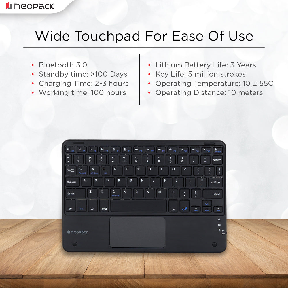 Universal Keyboard Folio Case with Trackpad for iPad 10 to 11