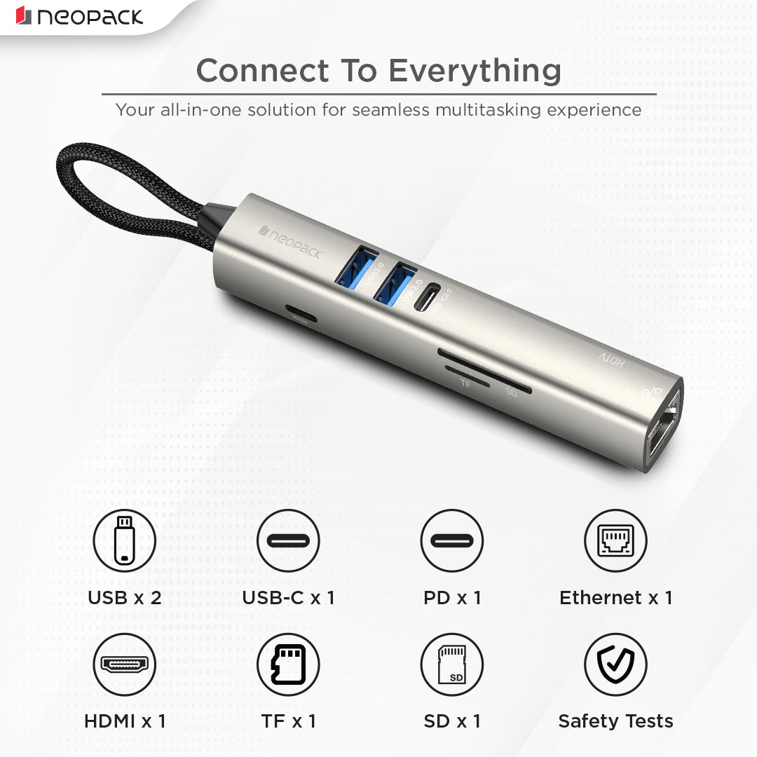 8 in 1 USB C Hub for MacBook & PC with 4K HDMI, 100W PD, Ethernet, USB 3.0, SD/TF Card Reader, C Type to Multiple Connector (Space Grey)