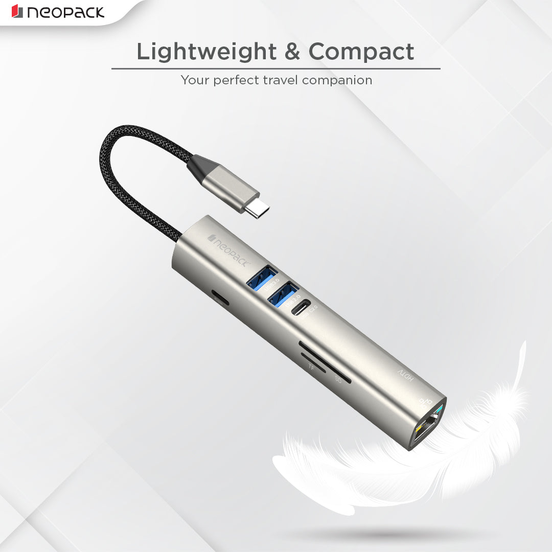 8 in 1 USB C Hub for MacBook & PC with 4K HDMI, 100W PD, Ethernet, USB 3.0, SD/TF Card Reader, C Type to Multiple Connector (Space Grey)