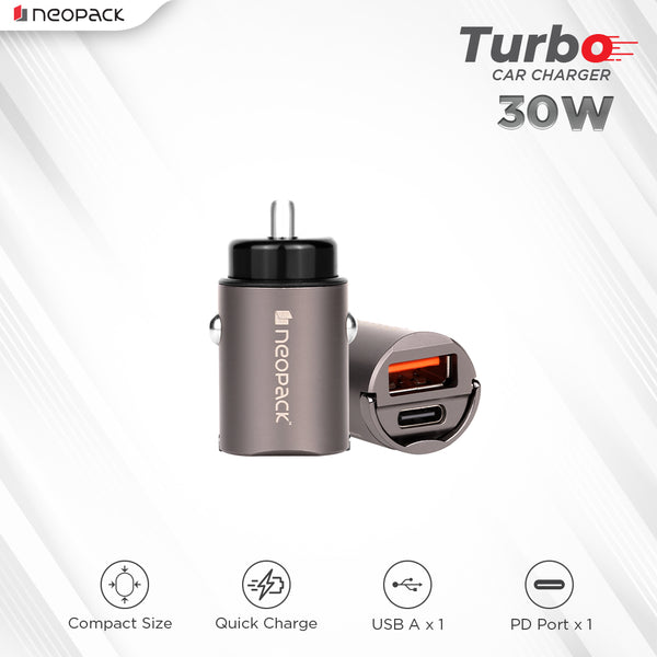 30W Dual Port Turbo Car Charger (Space Grey)