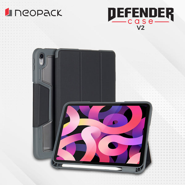 Drop Tested Defender Case with Pencil Holder for iPad 10.9", Fits: 10th Gen (Black)