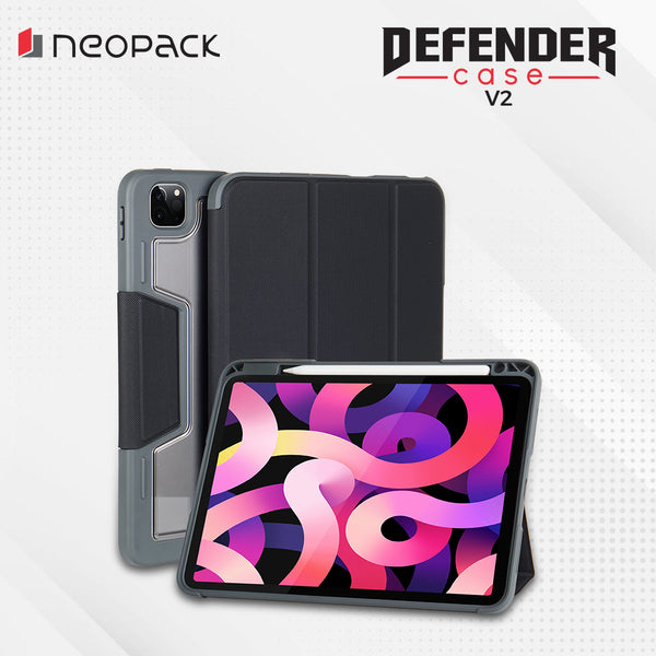 Drop Tested Defender Case with Pencil Holder for iPad Pro 12.9", Fits: 4th, 5th & 6th Gen (Black)
