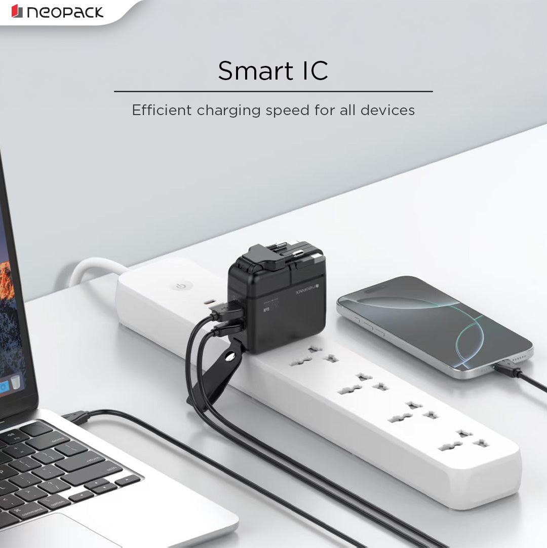 Cube Travel Charger 65W Dual Port Adapter with USB-C to C Cable for Macbooks, smartphones, tablets, and various other accessories (Black)