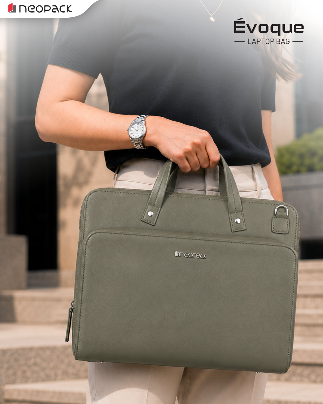 Evoque Slim Laptop Bag Fits Up to 14.2 Inch Macbooks & Laptops (Olive)