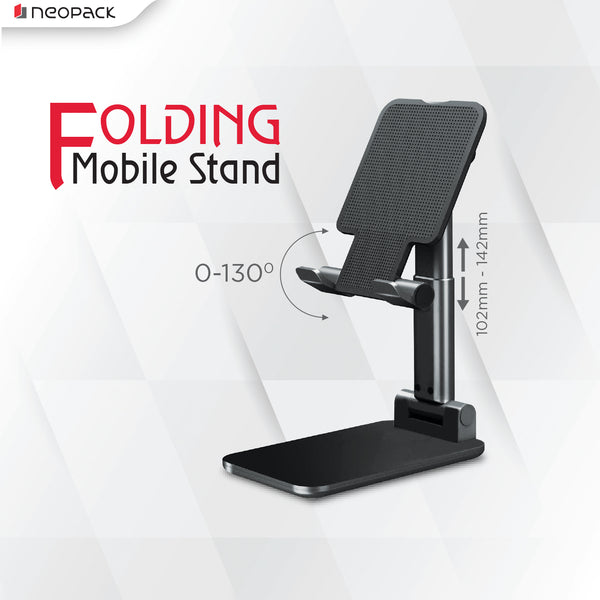 Foldable Mobile Stand For All 4-10" Smartphones, Tablets (Black)