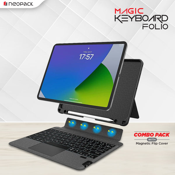 Magnetic Smart Cover with Detachable Keyboard for iPad Air 11 (2024 Model), iPad 10.9" (10th Gen) / iPad Air 10.9" / iPad Pro 11" (Black)