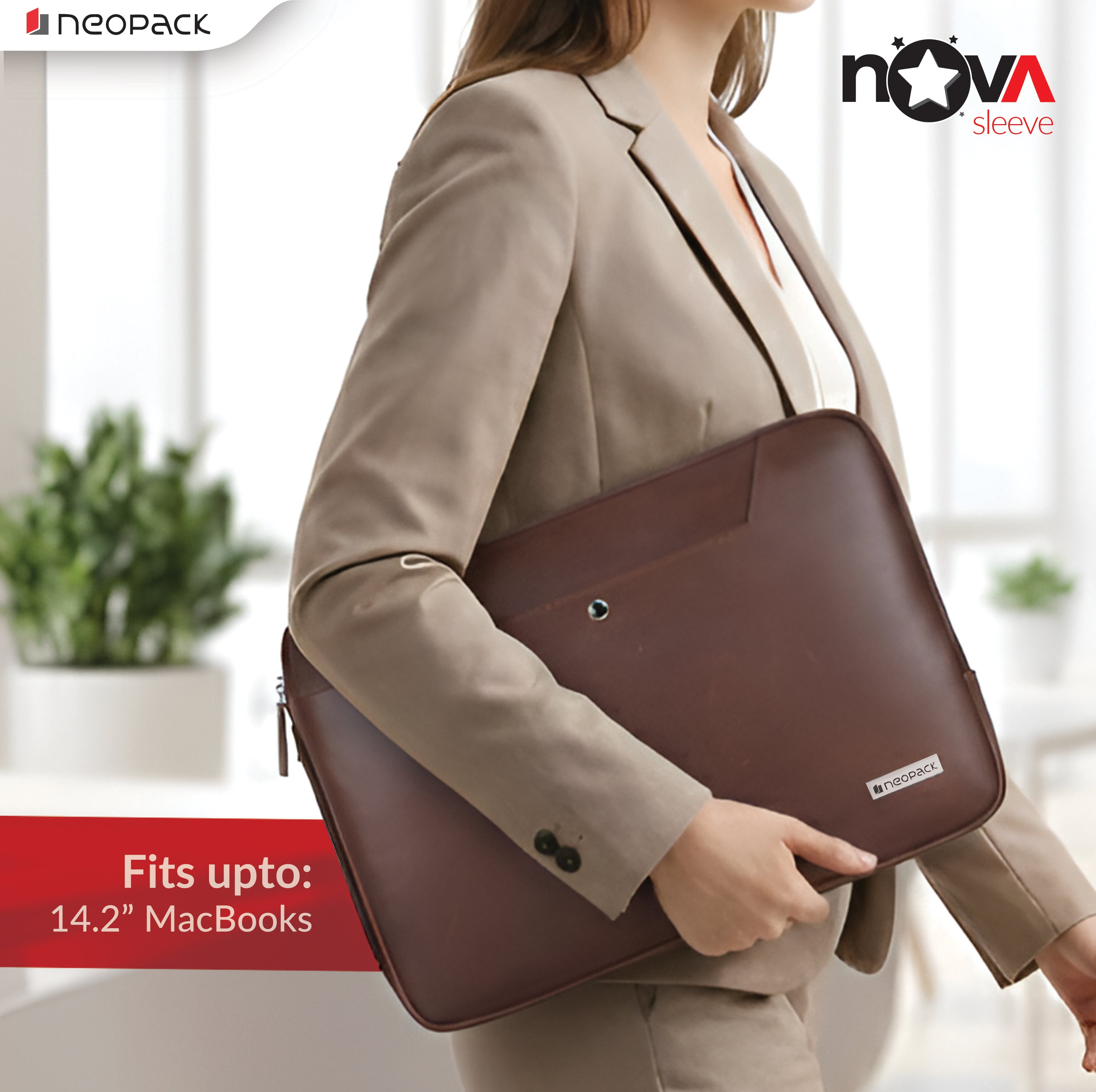 Nova Sling Sleeve Bag for Upto 13" Laptops & 14.2 Macbook Pro/Air (Brown)