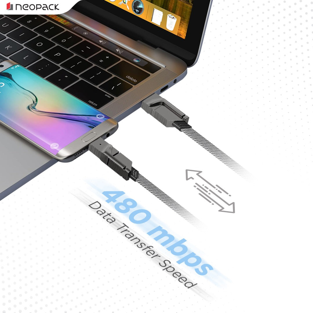 Almighty 4 In1 Cable 66W for MacBooks, iPhones, iPads, Tablets, Smartphones, and Other Accessories (Black)