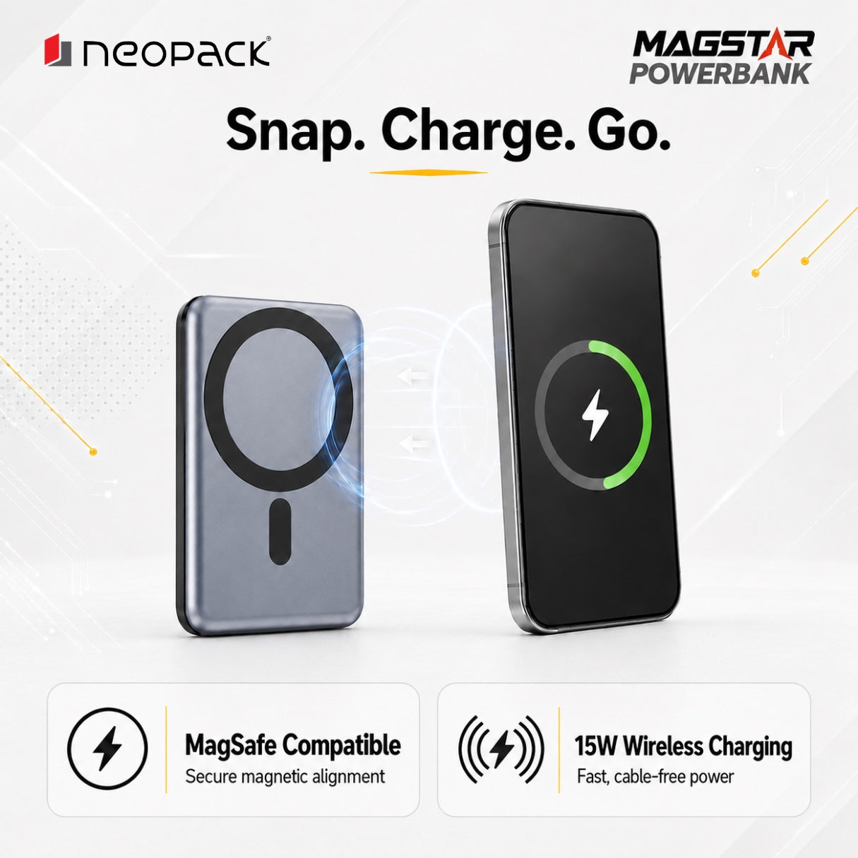 Magstar 20000 mAh Magsafe Power Bank, 22.5W PD Fast Charging Portable Charger (Blue)