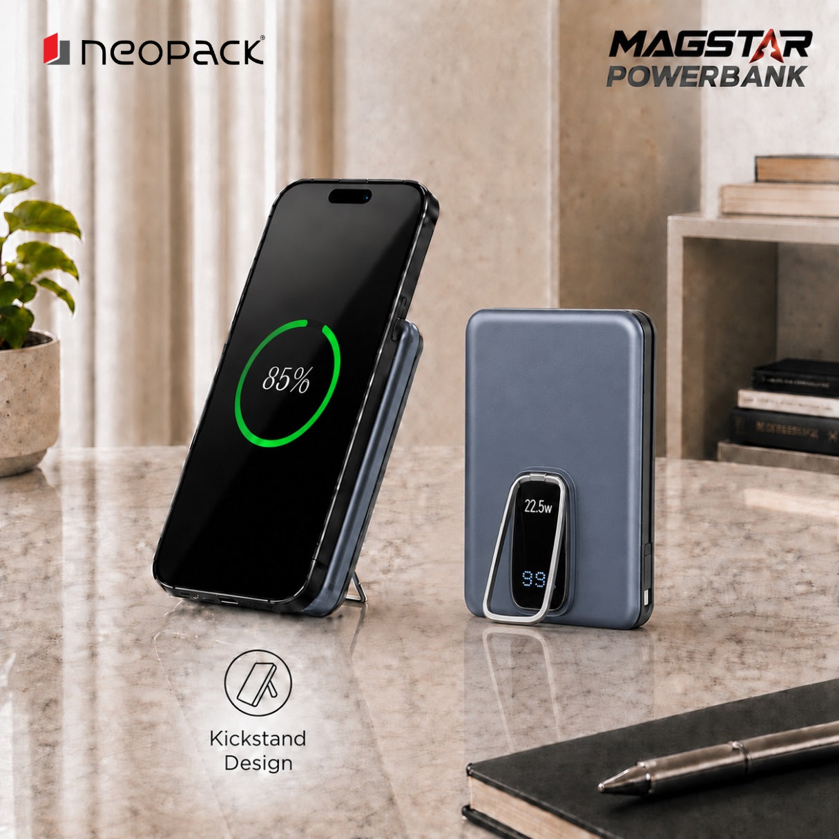 Magstar 20000 mAh Magsafe Power Bank, 22.5W PD Fast Charging Portable Charger (Blue)