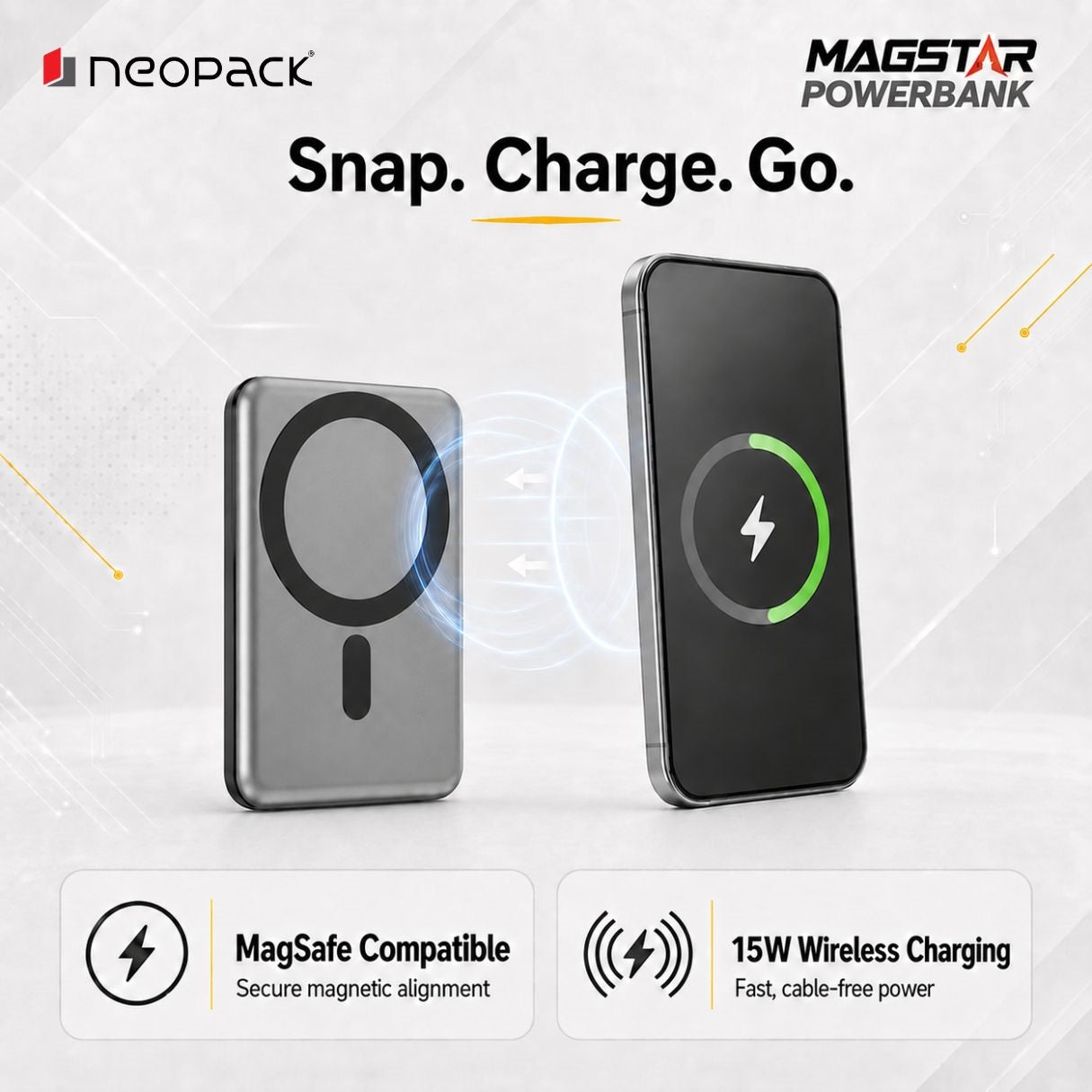 Magstar 20000 mAh Magsafe Power Bank, 22.5W PD Fast Charging Portable Charger (Space Grey)