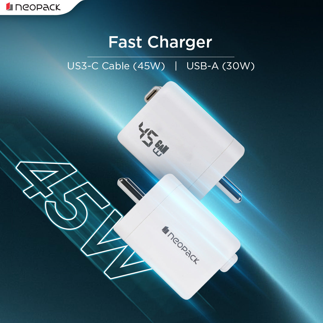 Power Cube 45W Wall Charger with Retractable Cable for iPhone, Samsung Galaxy, Pixel, iPad, AirPods & More (White)