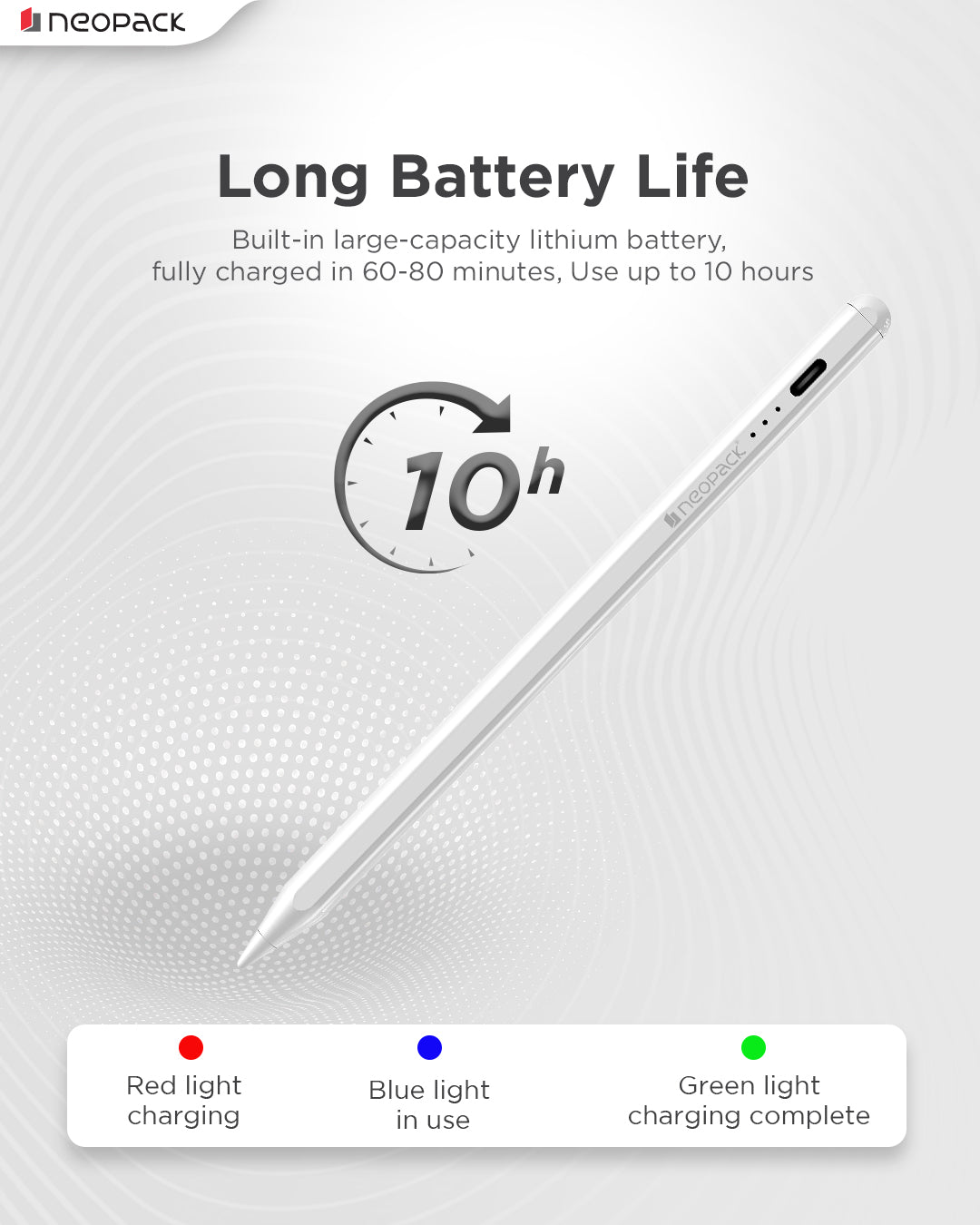 Sketch Pencil Lite Stylus Pen with Tilt Sensitivity, Palm Rejection, Strong Magnetic Attachment for Apple iPad (White)