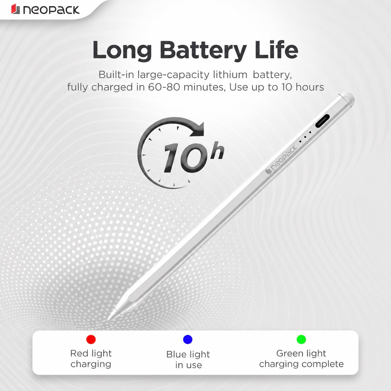 Sketch Pencil Lite Stylus Pen with Tilt Sensitivity, Palm Rejection, Strong Magnetic Attachment for Apple iPad (White)