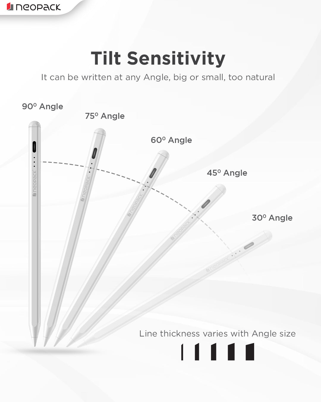 Sketch Pencil Lite Stylus Pen with Tilt Sensitivity, Palm Rejection, Strong Magnetic Attachment for Apple iPad (White)