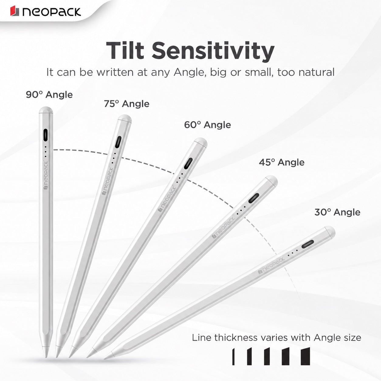 Sketch Pencil Lite Stylus Pen with Tilt Sensitivity, Palm Rejection, Strong Magnetic Attachment for Apple iPad (White)
