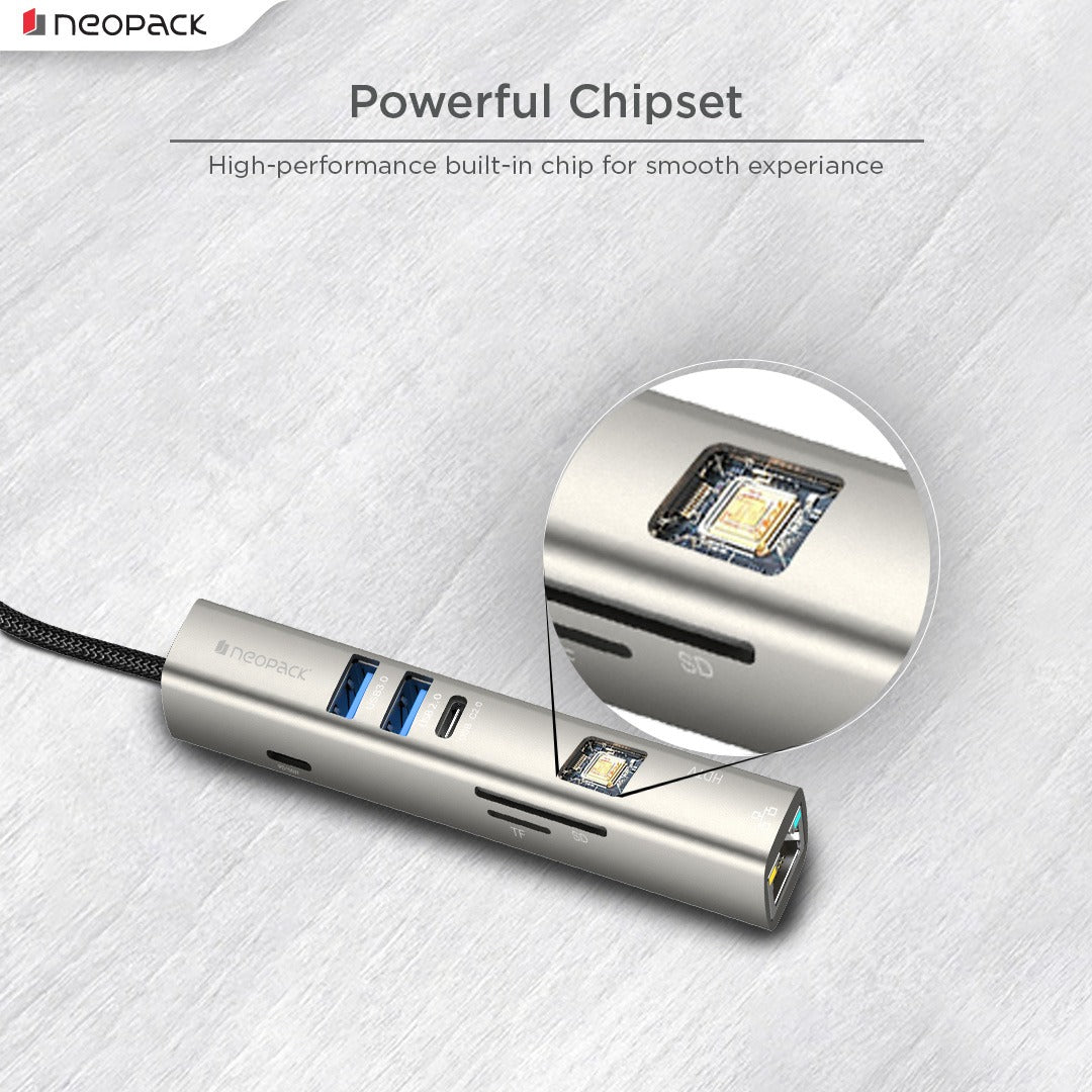 8 in 1 USB C Hub for MacBook & PC with 4K HDMI, 100W PD, Ethernet, USB 3.0, SD/TF Card Reader, C Type to Multiple Connector (Space Grey)