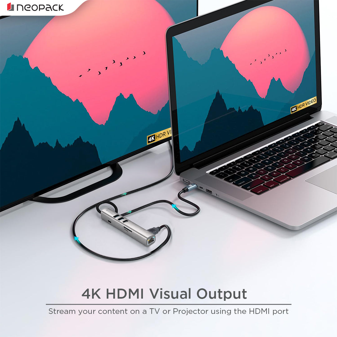 8 in 1 USB C Hub for MacBook & PC with 4K HDMI, 100W PD, Ethernet, USB 3.0, SD/TF Card Reader, C Type to Multiple Connector (Space Grey)