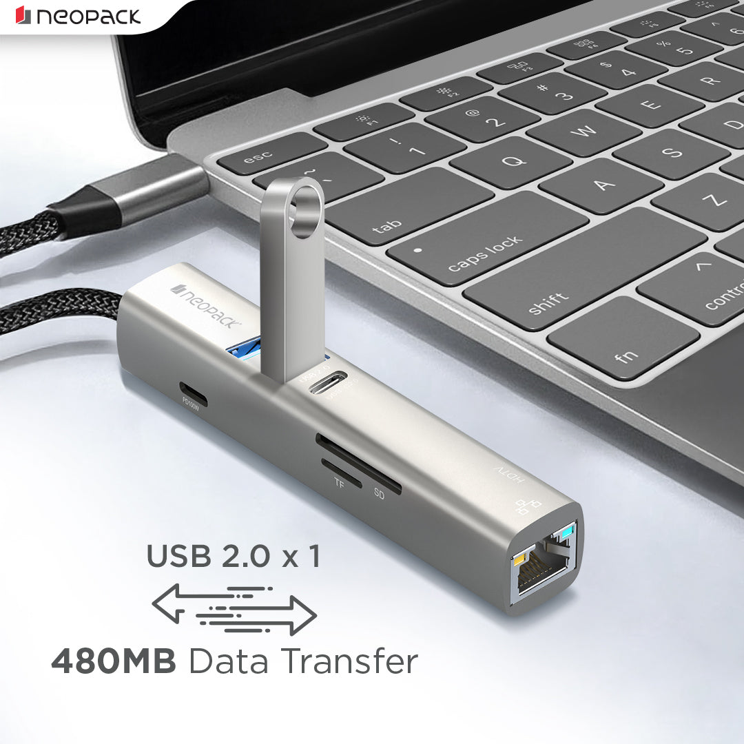 8 in 1 USB C Hub for MacBook & PC with 4K HDMI, 100W PD, Ethernet, USB 3.0, SD/TF Card Reader, C Type to Multiple Connector (Space Grey)