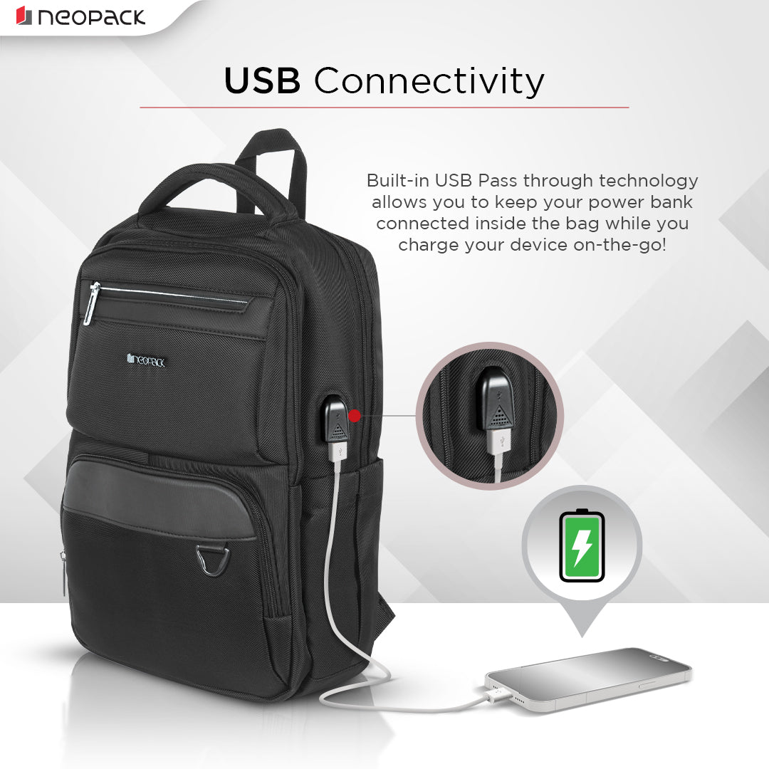 Urban Carrier Laptop Backpack with USB Port For Up to 16.2 Inch Macbooks & Notebooks (Black)