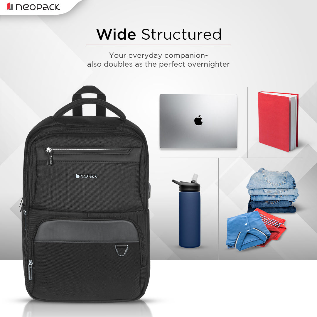 Urban Carrier Laptop Backpack with USB Port For Up to 16.2 Inch Macbooks & Notebooks (Black)