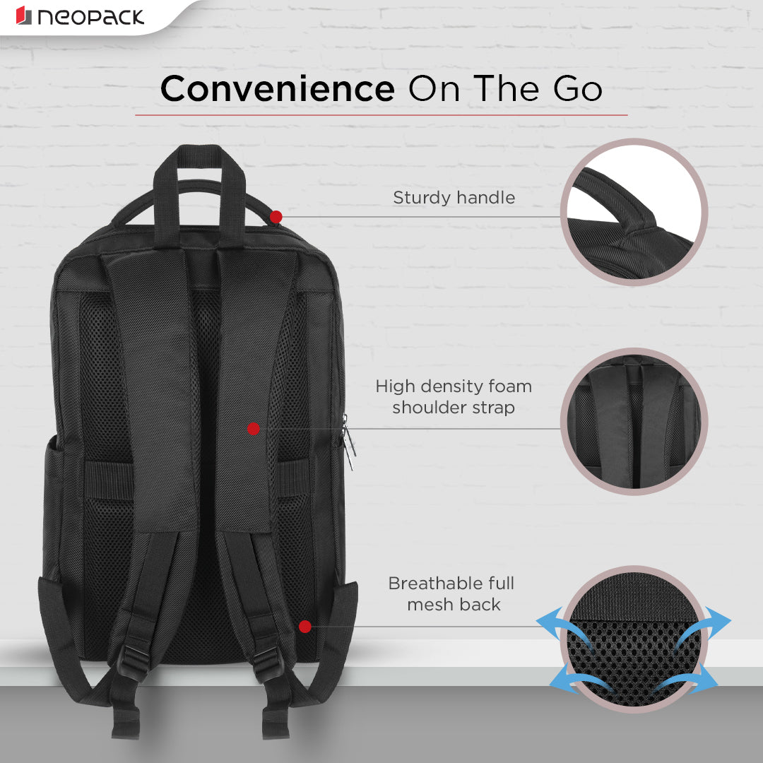 Urban Carrier Laptop Backpack with USB Port For Up to 16.2 Inch Macbooks & Notebooks (Black)