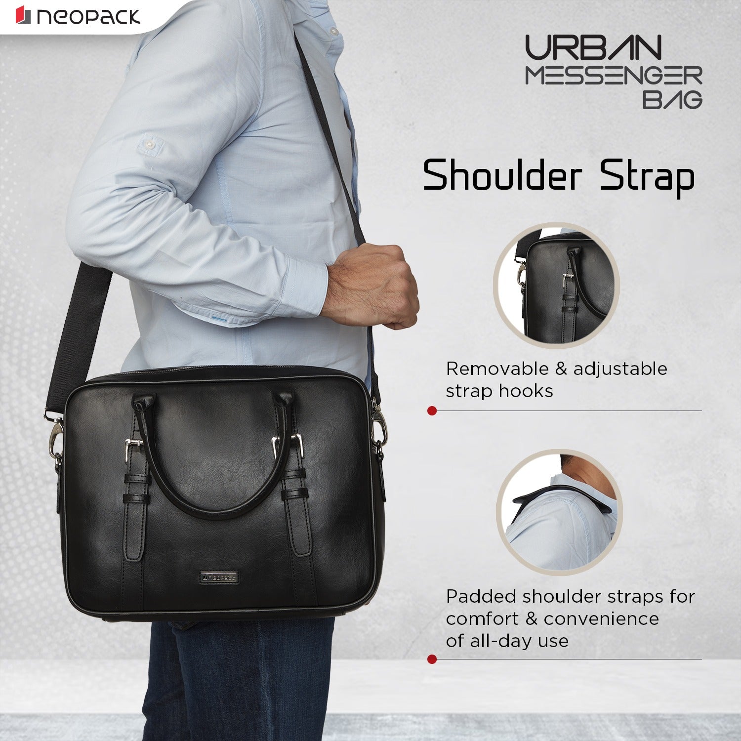 Urban Messenger Bag Compatible with Up to 14.2-Inch Macbook & 13.3-Inch Laptops (Black)