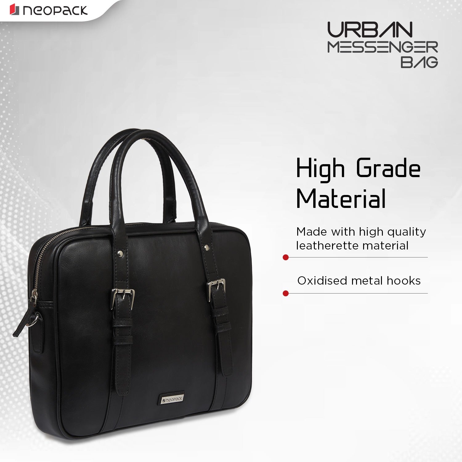 Urban Messenger Bag Compatible with Up to 14.2-Inch Macbook & 13.3-Inch Laptops (Black)