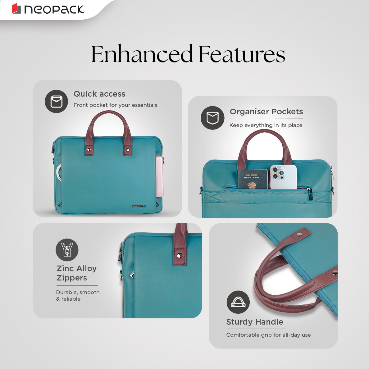 Elan Sleeve Slim Laptop Bag for Upto 14-Inch Macbooks & Laptops (Blue)