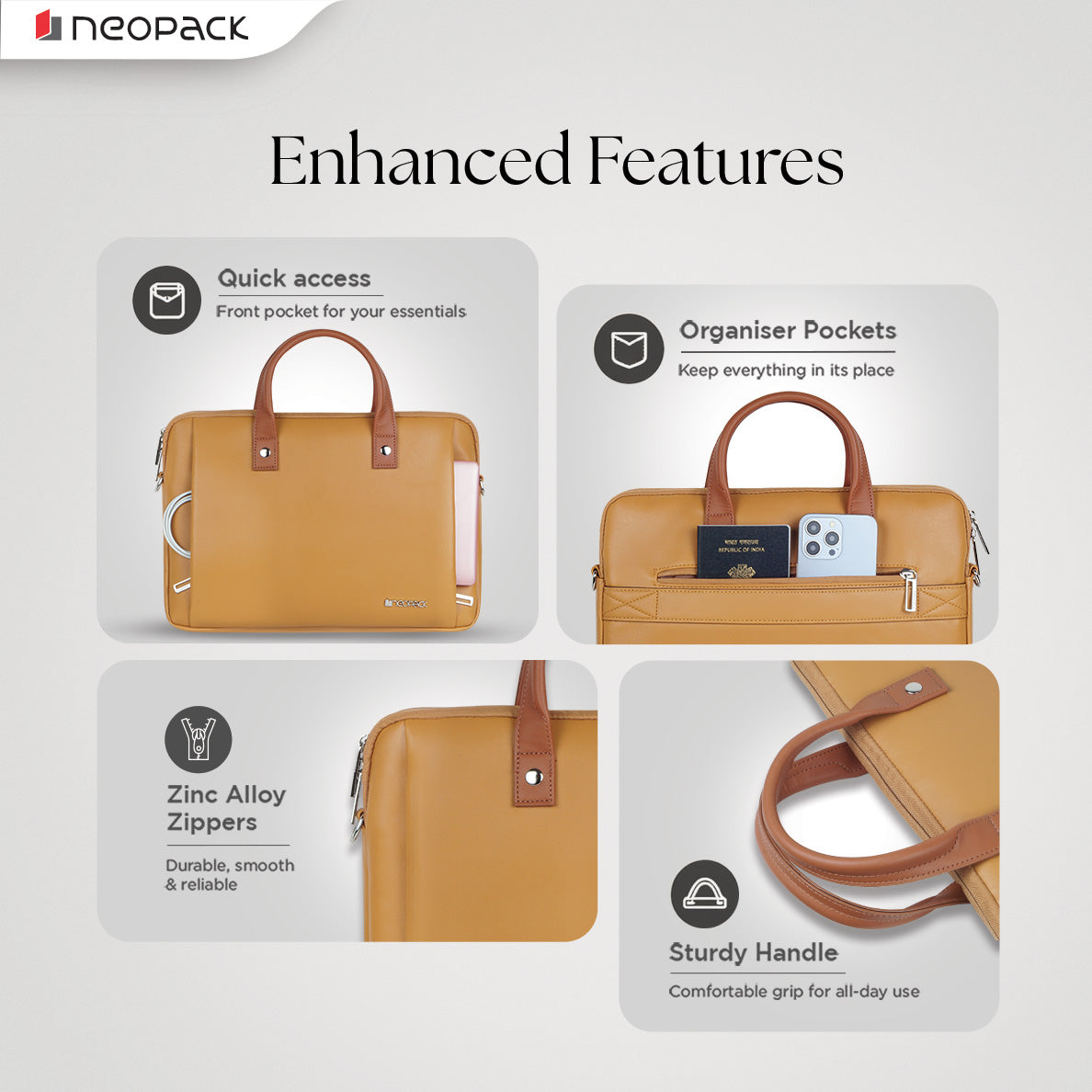 Elan Sleeve Slim Laptop Bag for Upto 14-Inch Macbooks & Laptops (Mustard)