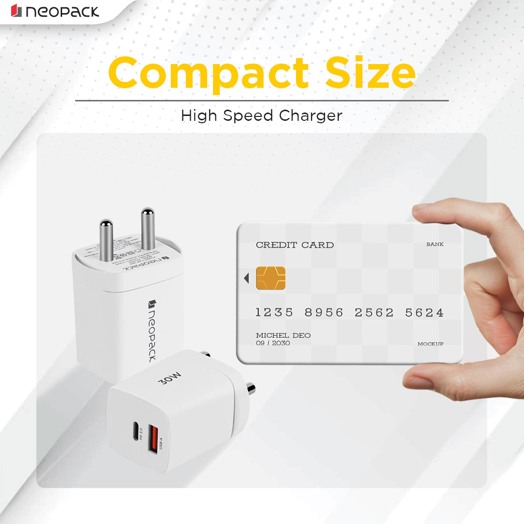 Cube Mini 30W Dual Port Fast Charging Adapter with 60W USB-C to C cable for Smartphones / iPhone, Tablet IOS / Android, Power Banks, Earbuds and Other USB-C Devices (White)