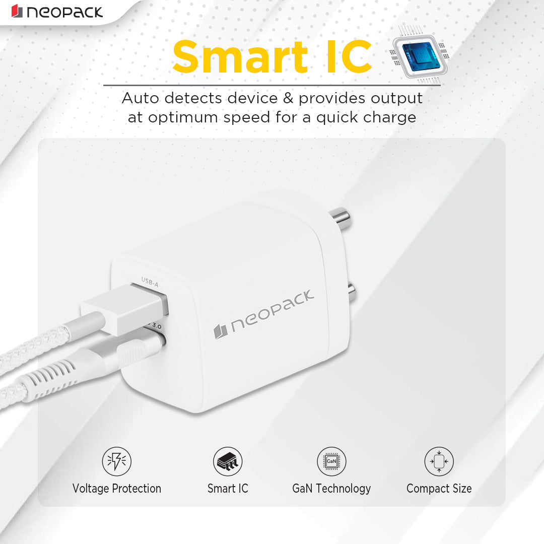 Cube Mini 30W Dual Port Fast Charging Adapter with 60W USB-C to C cable for Smartphones / iPhone, Tablet IOS / Android, Power Banks, Earbuds and Other USB-C Devices (White)