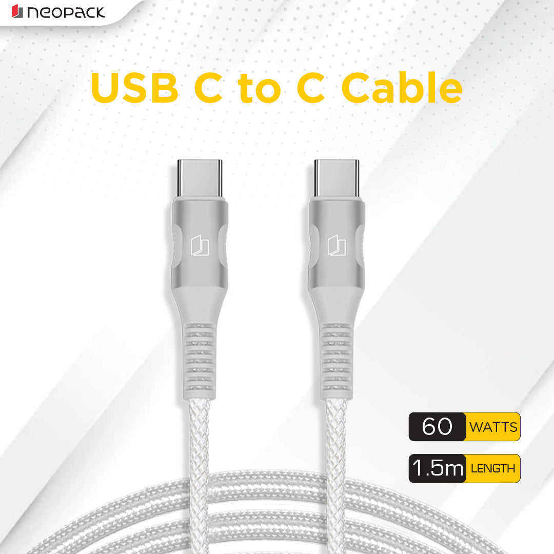 Cube Mini 30W Dual Port Fast Charging Adapter with 60W USB-C to C cable for Smartphones / iPhone, Tablet IOS / Android, Power Banks, Earbuds and Other USB-C Devices (White)