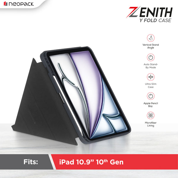 Y Fold Case with Apple Pencil Holder for iPad 10.9 - 10th Gen (Space Grey)