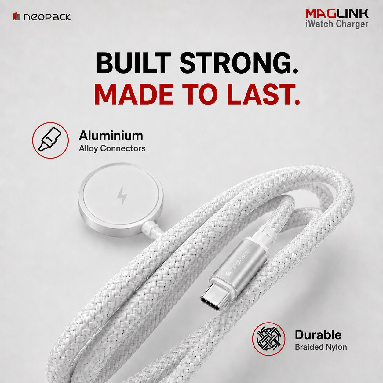 Maglink iWatch Charger 5W Wireless Charging Compatible with All Series (White)