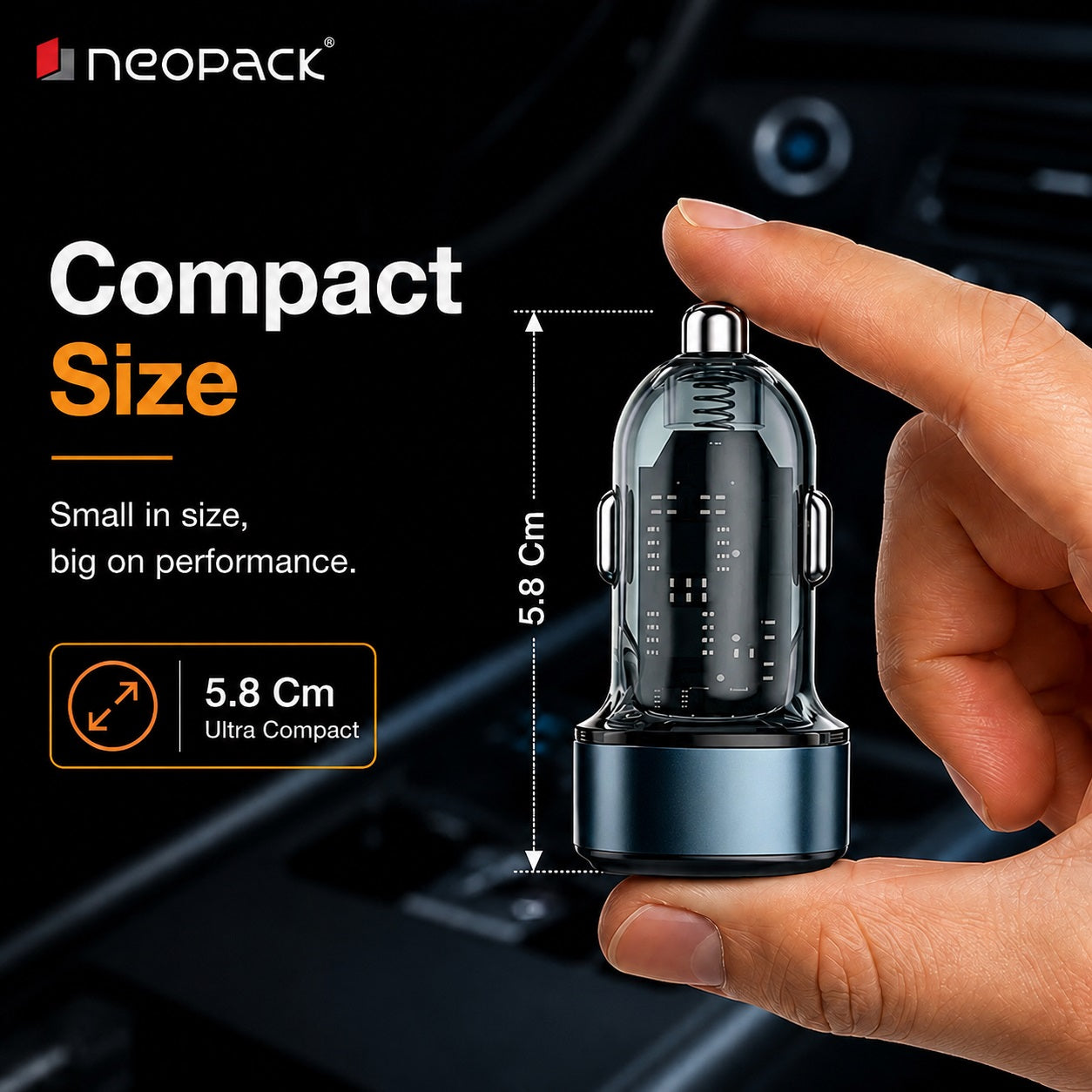 48W Dual Port Turbo Car Charger with USB-C @ 30W & USB-A @ 18W Max (Blue)