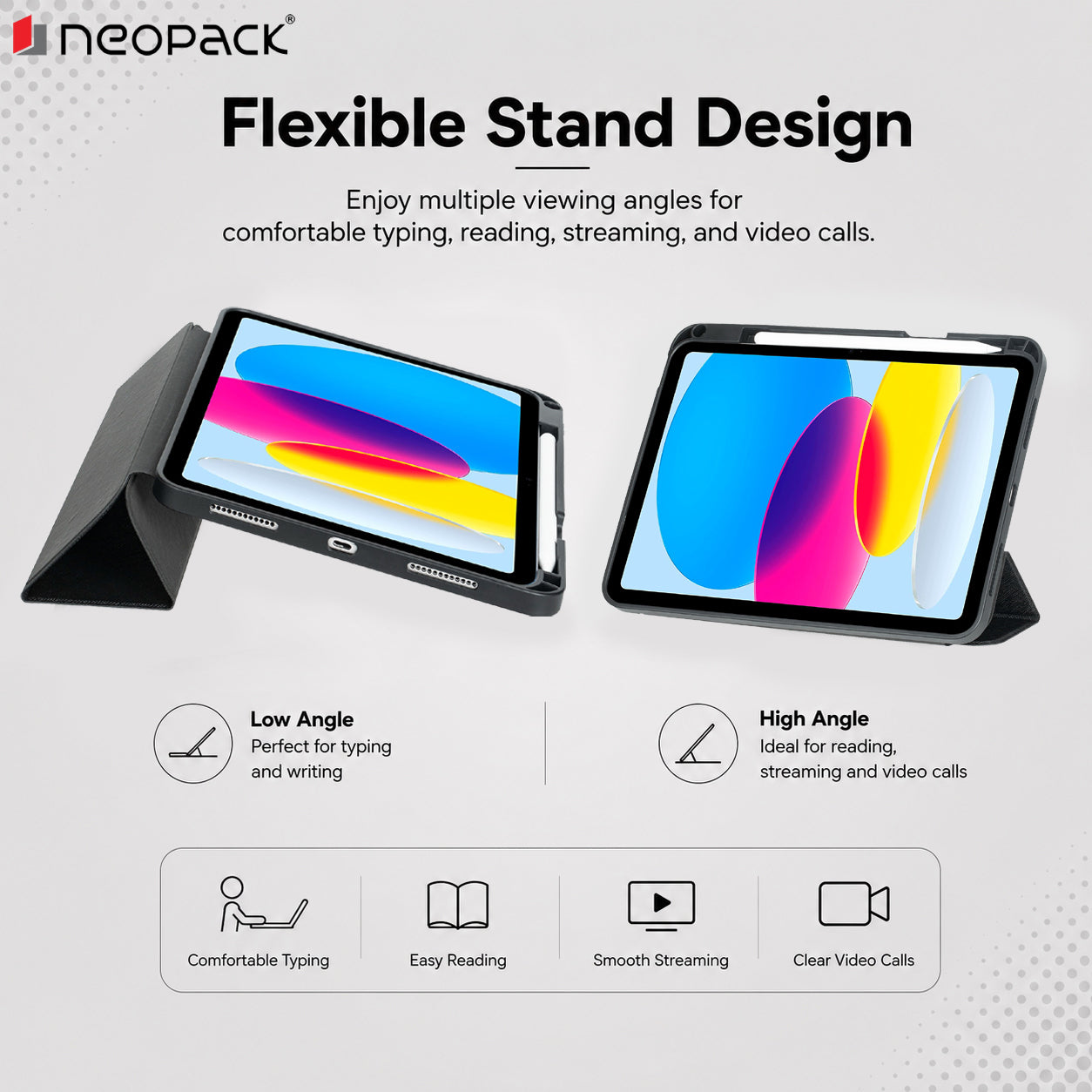 Zenith 3 Fold Smart Cover with Pencil Holder for Apple iPad 10th Gen. & iPad A16 Model (Black)