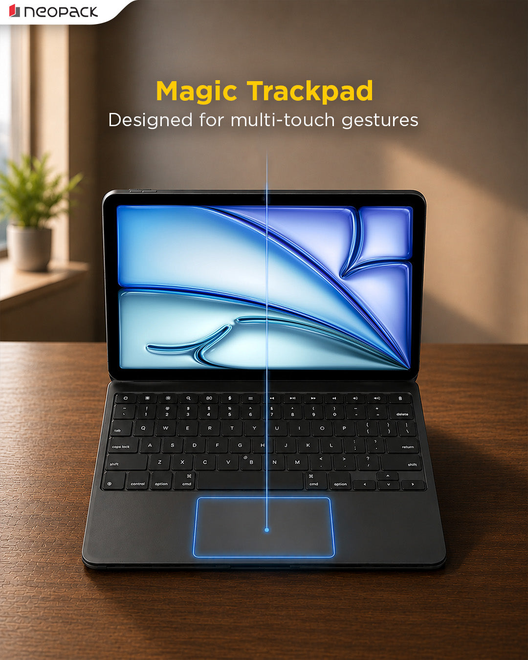 Magnetic Keyboard Folio with Trackpad for Apple iPad 10.9, Fits: 10th Gen & iPad A16 Model, Fits: 11th Gen (Black)